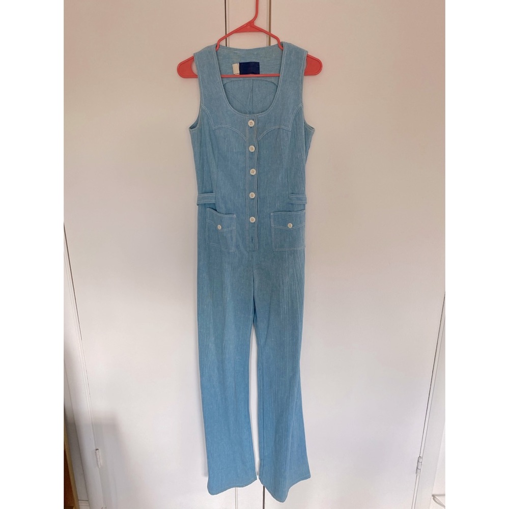70s Vintage Denim Sleeveless Jumpsuit